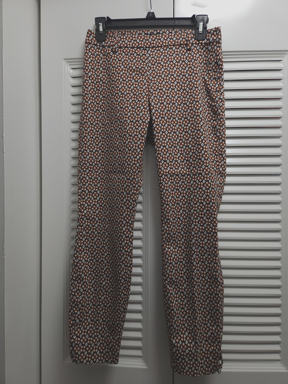 H&M Geometric Print Slim Ankle Pants Size 6 EU 36 Brown Black White